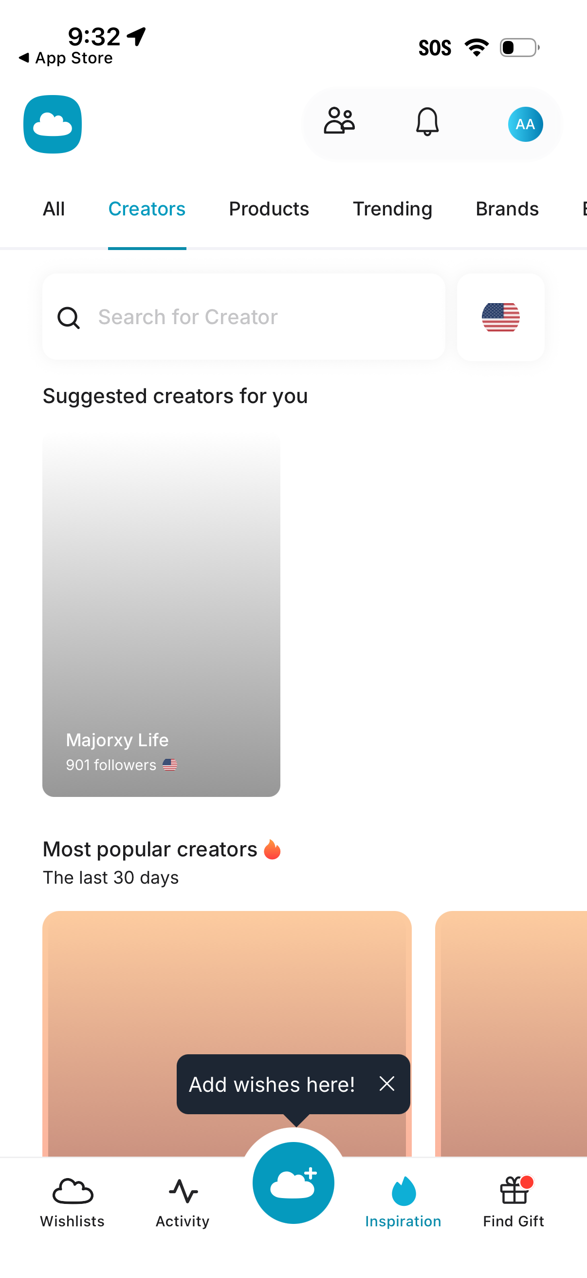 gowish dashboard screenshot